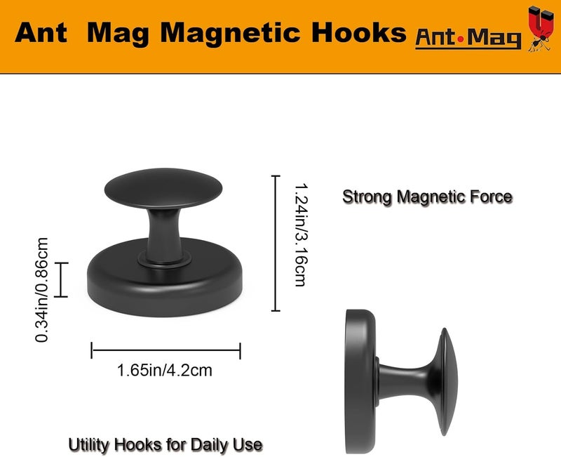 Ant Mag Magnetic Hooks Heavy Duty for Coat Hanging Strong Magnetic Hangers for Metal Surface Great Organization for Cruise Cabinet Door Kitchen Room Office - Image 2